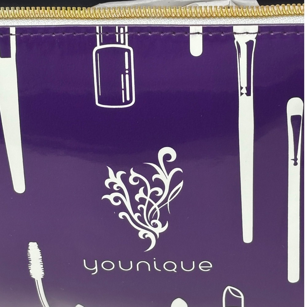Younique 7th Anniversary Makeup Bag Purple White Cosmetic Pouch NEW - Picture 2 of 6